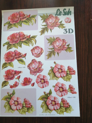 3d Korttikuva-arkki A4 kauniit kukat