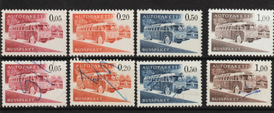 1963 Autopaketti merkkisarja leimattuna ja leimaamattomana