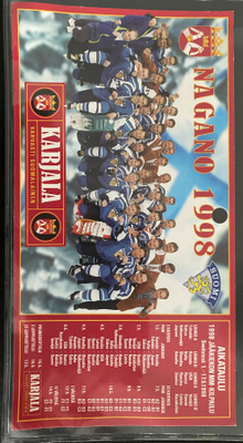 Karjala mainos Nagano 1998 Koivu Kurri Selänne