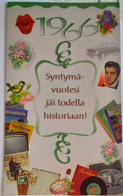V-1966 SYNTYNEELLE 2-os. kortti.."MITÄ TAPAHTUI KO. VUONNA?"