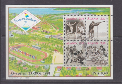 Åland 1993  urheilublokki ep leimalla.