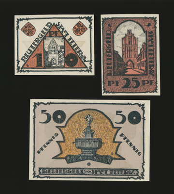 Saksa Notgeld 10, 25, 50 Pfg, Teterow 1922