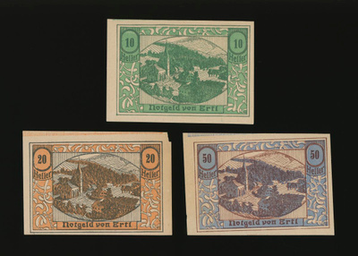 Itävalta 10, 20, 50 Heller, Kirchenbauverein Ertl 1920