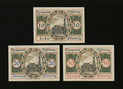 Saksa Notgeld 10, 20, 50 Pfennig, Nesselwang 1918