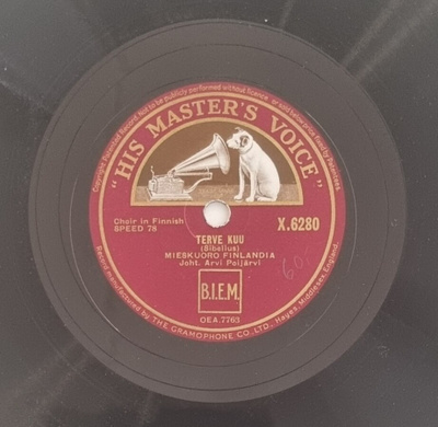 Savikiekko 1939 - Mieskuoro Finlandia - HMV X 6280