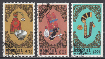 Mongolia 1987 Mi 1604, 1606 ja 1607  Full Costume and Acces.