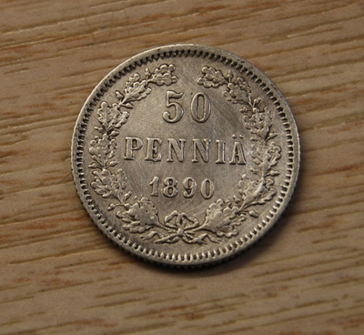 Suomi, 50 Penniä 1890 Hopeaa Aleksanteri III