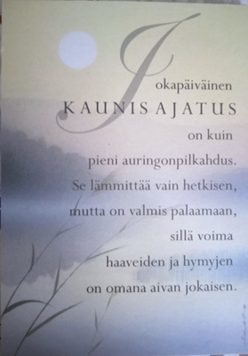 NO 1 -  JOKAPÄIVÄINEN KAUNIS AJATUS ON KUIN PIENI