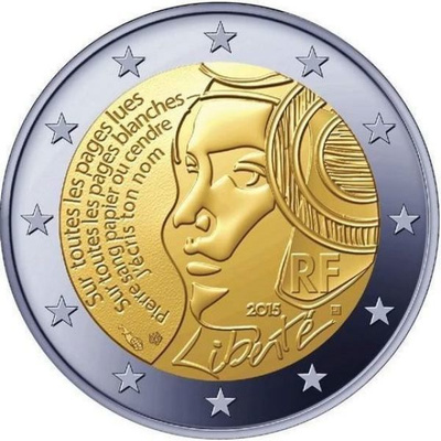 ** RANSKA 2€ 2015 Liberte pillerissä **
