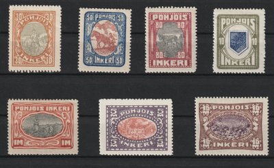 1920 Pohjois-Inkeri-sarjan kaikki merkit leimaamattomina