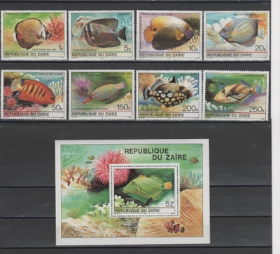(S0002) ZAIRE, 1980 (Tropical Fishes).  MNH**