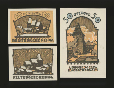 Saksa Notgeld 10, 25, 50 Pfg, Rehna 1922
