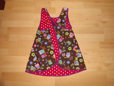 Pöllö polka dot peppiessu 122cm, käsityötä, UUSI!