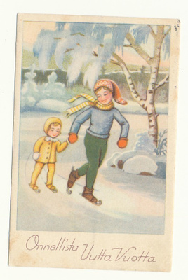 Lapset käsi kädessä - vanha kortti