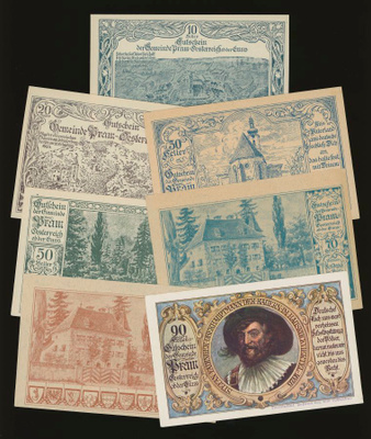 Itävalta 10, 20, 30, 50, 2x70, 90 Heller, Pram 1920
