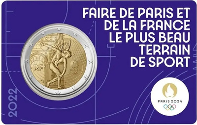 ** RANSKA 2€ 2022 Pariisin olympialaiset BU coin card **