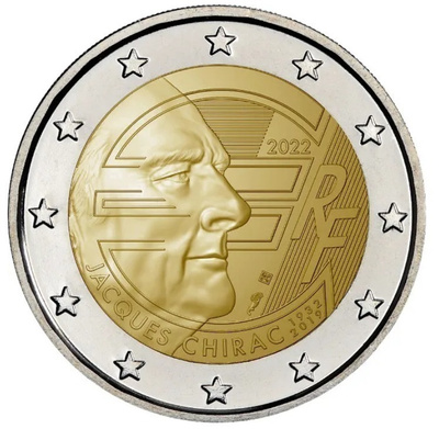 ** RANSKA 2€ 2022 Jacques Chirac pillerissä **