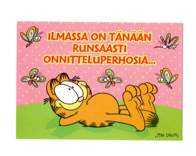 "ILMASSA ON TÄNÄÄN RUNSAASTI ONNITTELU..." -KORTTI /Karvinen