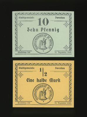 Saksa Notgeld 10 Pfg, 1/2 Mark, Zwenkau 1918