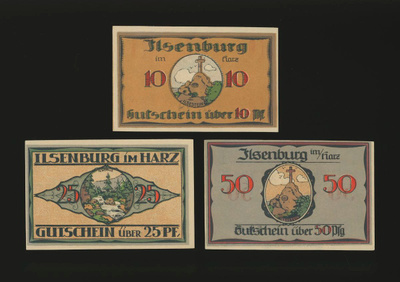 Saksa Notgeld 10, 25, 50 Pfg, Ilsenburg 1920