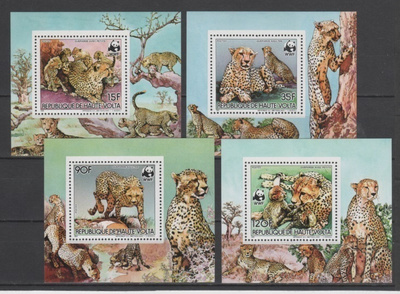 (S1902) UPPER VOLTA, 1984 (WWF. Cheetah). 4 MS. MNH**