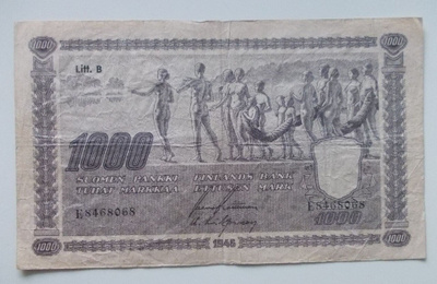 1000 mk seteli 1945 Suomi