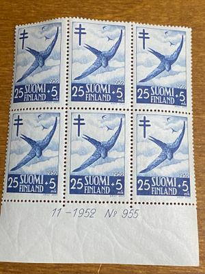 TUB 1952 25MK+5MK NUMERO KUUSILO**