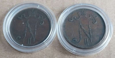 5 penniä 1901 - 2 kappaletta