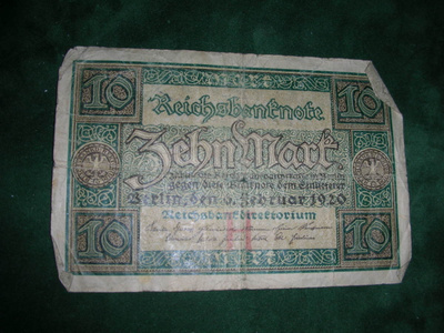 Saksa 10 markan 1920 seteli