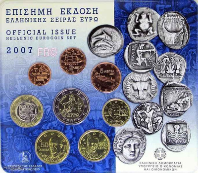 BU setti KREIKKA 1c - 2 euro(normaali) Vuodelta 2007