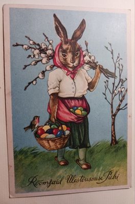 Pupuleidi kori ja essu täynnä Pääsiäismunia, eestil, p. 1933