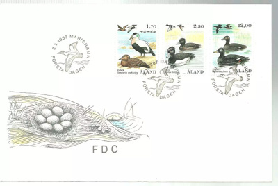 ÅLAND EPK FDC 1/1987: Linnut, sorsat sarja