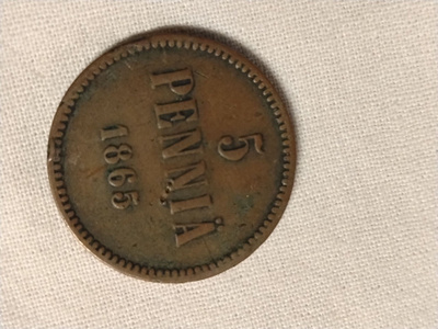 5 penniä 1865