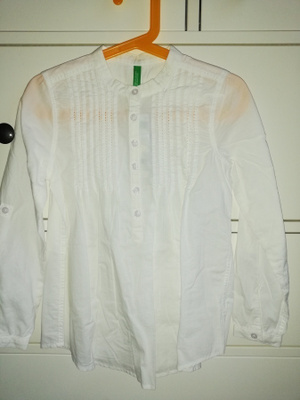 Benetton valkoinen paitapusero, koko 120cm