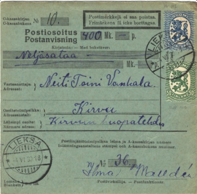 POSTIOSOITUSK. LIEKSA-KIRVU