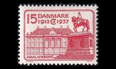 Tanska 239 ** Christian X 25 vuotta vallassa 15 öre (1937)