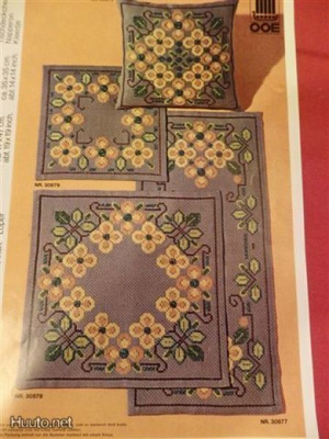 Ristipistomallit 3 liinaa ja tyyny Oranssinkelt. kukat OOE