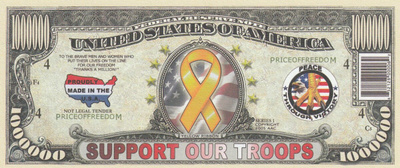 USA 1 MILJ. DOLLARS UNITED STATES SUPPORT OUR TROO (K16-S33)