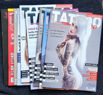 Tatuointi-aiheiset lehdet 9 kpl + seinäkalenteri