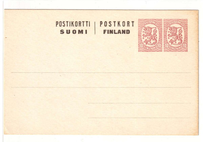 1917 10+10pennin kulkematon ehiökortti