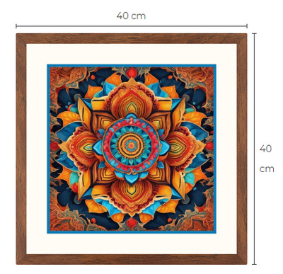 Uusi Mandala taulu koko 40 cm x 40 cm kehyksineen