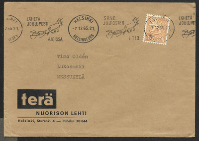 Postilähetys - Yl.m. 0,15mk (LAPE 562) Helsinki 7.12.1965