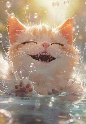 Kissa uimassa