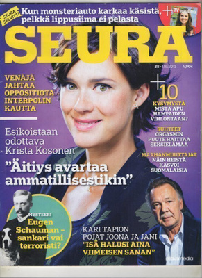 Seura n:o 38 2015 Krista. Miss Suomi. Eugen. Heidi. Kari.