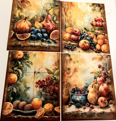 Kuviokartonki HEDELMÄT / 4 kpl -setti / 13 x 15 cm
