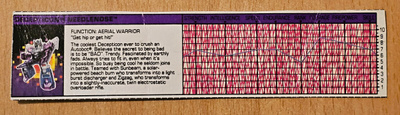 Transformers G1 NEEDLENOSE (1988) - Tech Spec