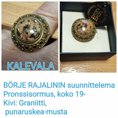 KALEVALA, Börje Rajalin,  Grantiitti-kivissormus,  koko 19-