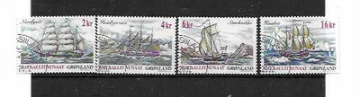 KALAALLIT NUNAAT-GRÖNLAND Mi 381-2-3-4 sarj. purjelaivoja