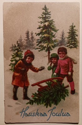 Lasten joulukuusikelkka kaatuu, p. 1939