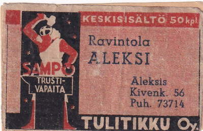 Ravintola Aleksi, Aleksis Kivenk. 56     sk2/8